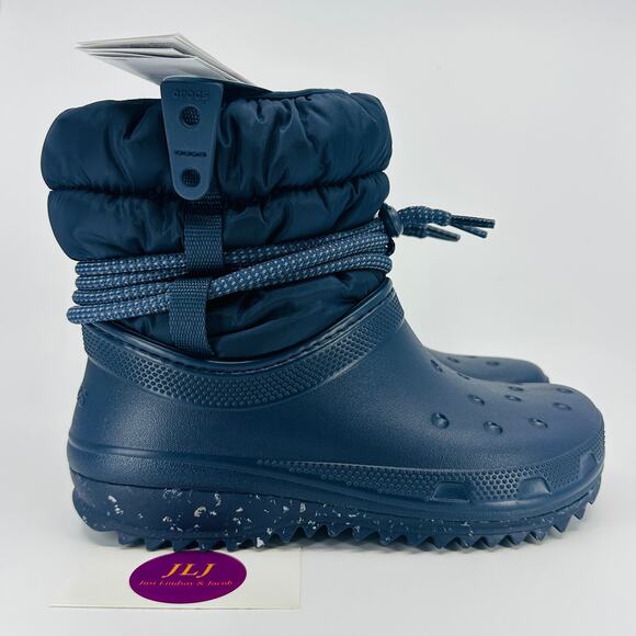 Crocs Women's Classic Neo Puff Luxe Navy Blue Pull On Winter Boots 207312 Size 7 - Picture 1 of 12